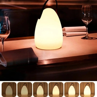 Belro cordless waterproof LED table lamp with built-in umbrella accessory for outdoor lighting and illumination.
