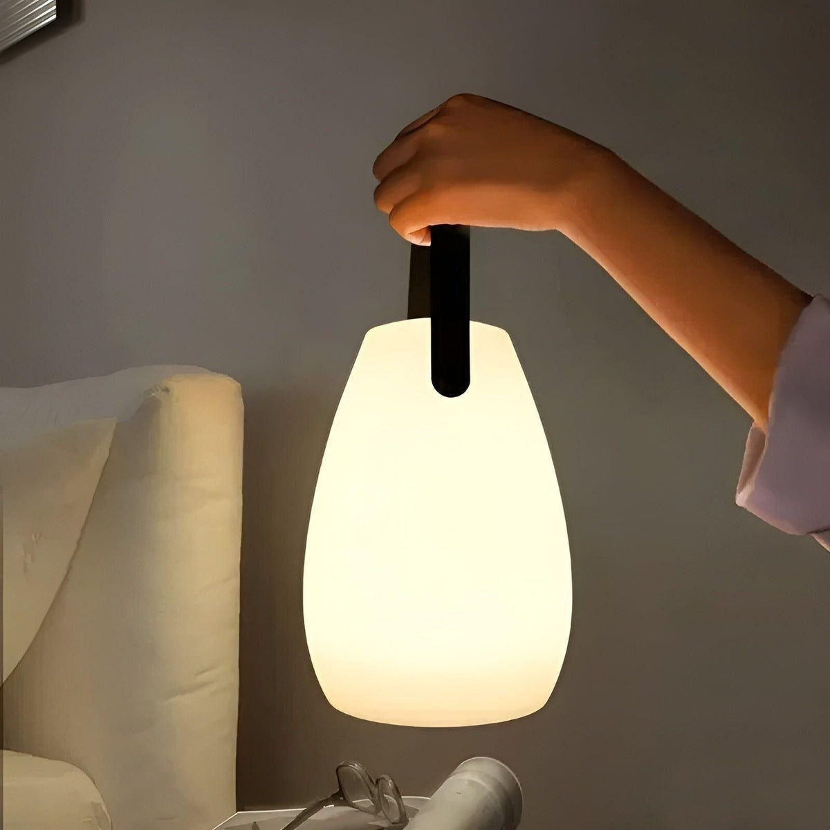 Belro cordless waterproof LED table lamp with integrated umbrella accessory, providing portable lighting for outdoor or indoor use.