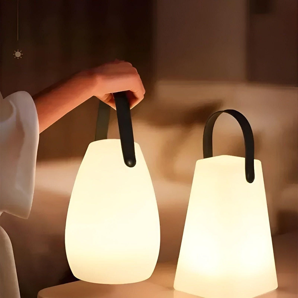 Belro cordless waterproof LED table lamp with integrated umbrella accessory, suitable for outdoor and indoor lighting.