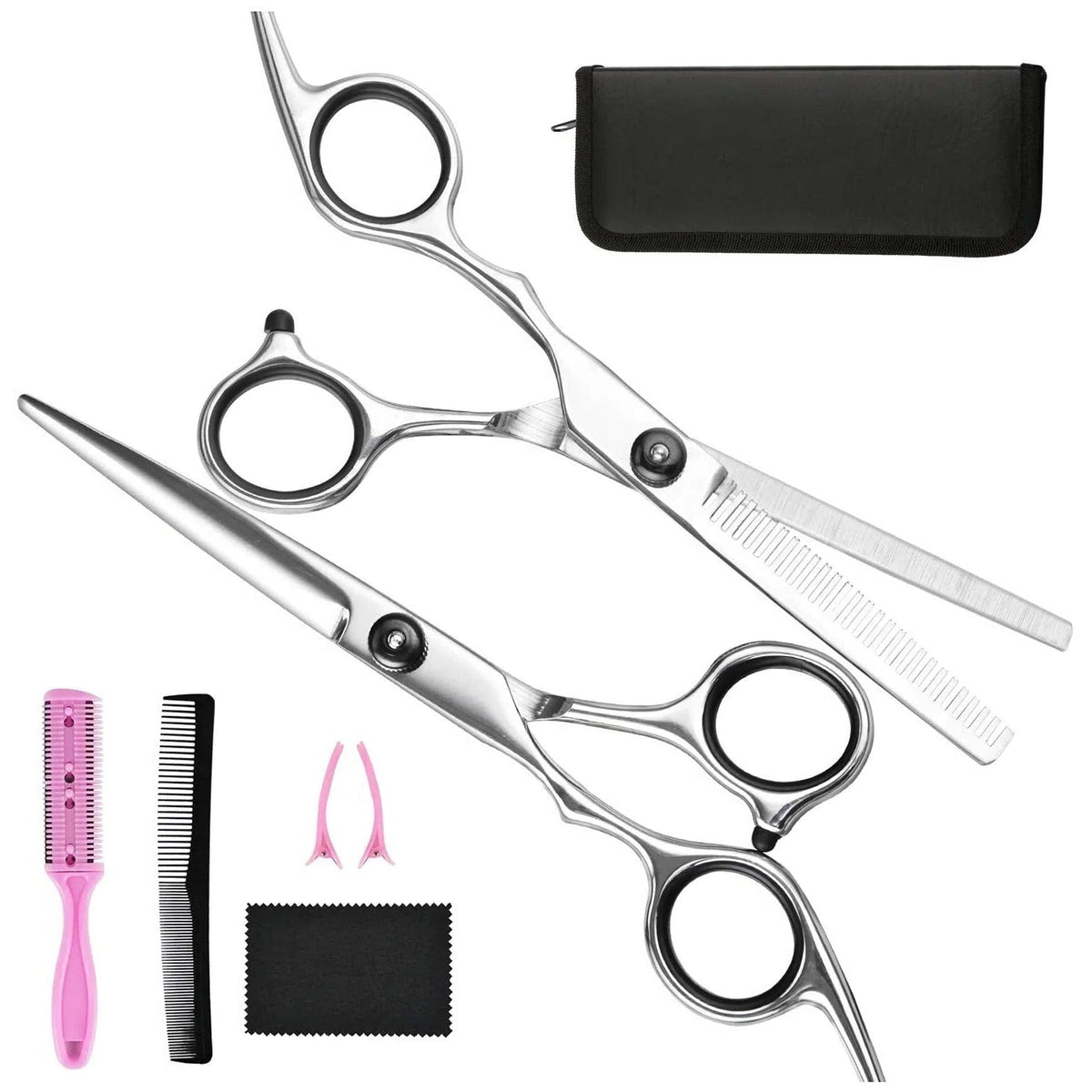 Belro professional haircutting set with scissors, clippers, and combs for salon-quality hair styling and grooming.