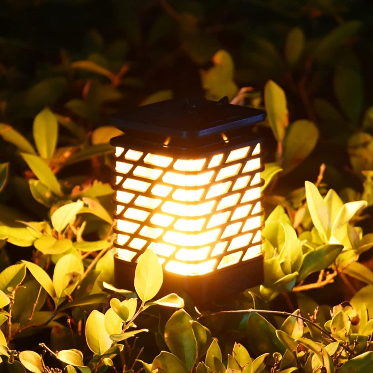 Belro Solar LED garden lantern illuminating an outdoor garden setting with a warm glow in a home and garden outdoor scene