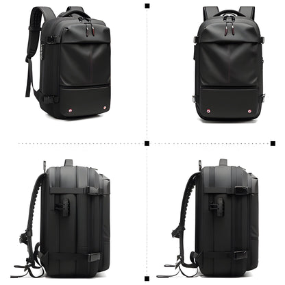 Belro structured rucksack with internal compression system, featuring adjustable straps and multiple compartments for activewear storage.