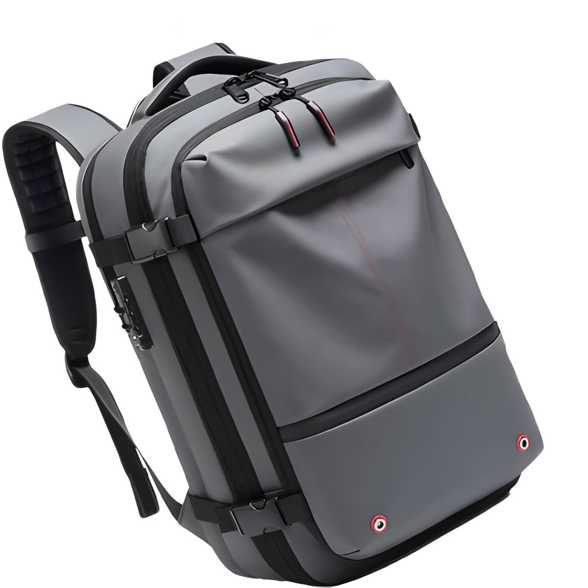 Belro structured rucksack with internal compression system, featuring adjustable straps and multiple compartments for activewear storage.