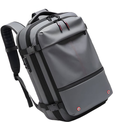 Belro structured rucksack with internal compression system, featuring adjustable straps and multiple compartments for activewear storage.