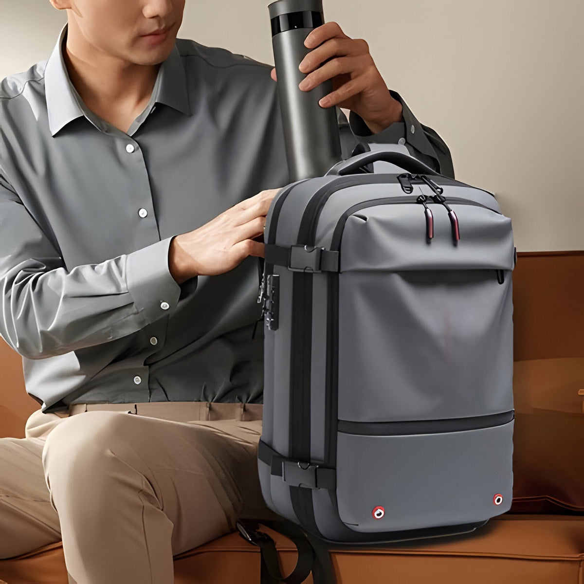 Belro structured rucksack with internal compression system, designed for activewear and outdoor adventures.
