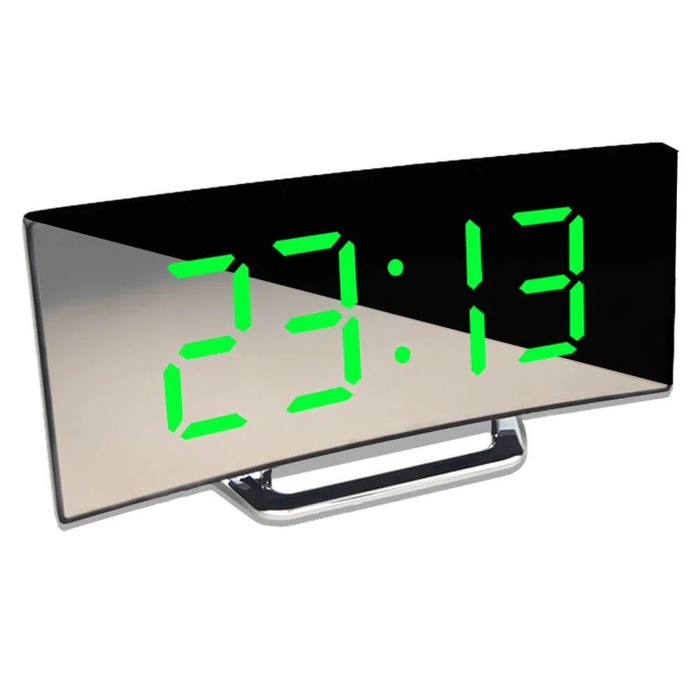 Belro modern curved LED digital clock displaying time in a sleek design for home decor and modern interiors.