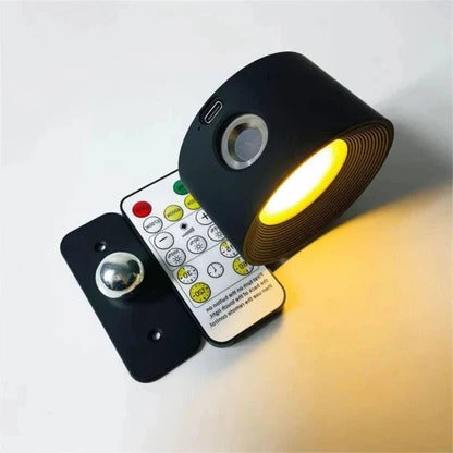 Belro rechargeable wall light with 360° rotation, compact electronic camera-style lighting fixture on a wall mount
