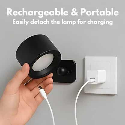Belro rechargeable wall light with 360° rotation, ideal for versatile lighting in electronics and camera setups.