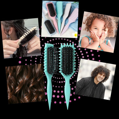 Belro Curl Defining Brush for hair care, featuring flexible bristles for enhancing natural curls and reducing frizz.