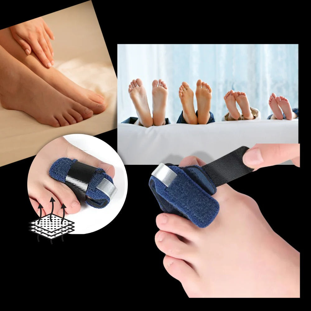 Belro Toe Straightener with adjustable support for foot alignment, health and beauty device showing a close-up of the product.