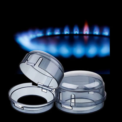 Belro gas stove knob protector set for kitchen safety, includes multiple clear plastic covers for stove knobs.