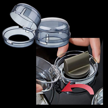 Belro Gas Stove Knob Protector Set for kitchen safety, featuring clear, durable covers on a stove control panel.
