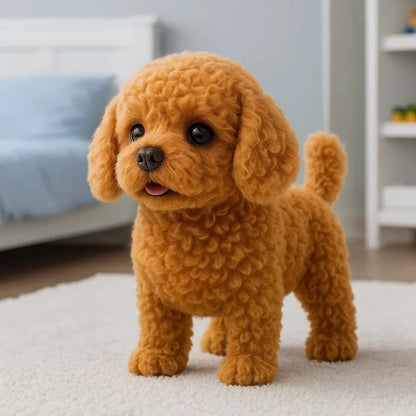 Realistic Belro plush puppy toy for cats, soft and interactive pet toy designed for feline play and companionship.