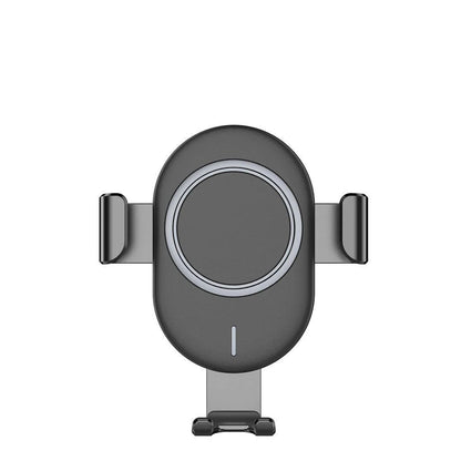 Belro auto clamping wireless car charger mounted on a car dashboard, showing its sleek design and automatic clamp mechanism.