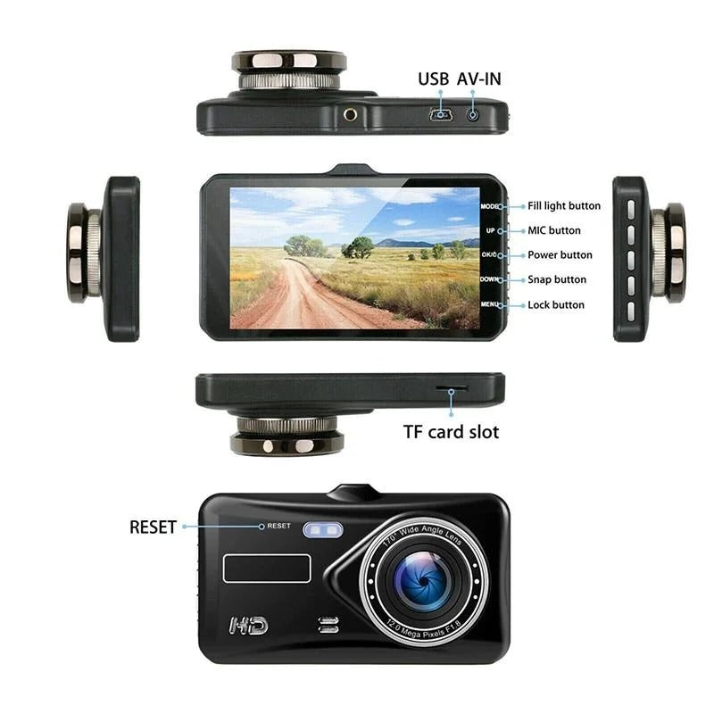 Belro 1080P Full HD dash cam mounted inside a vehicle, capturing clear road footage with compact design.