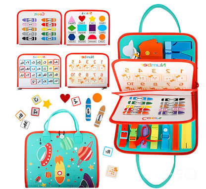 Belro Montessori sensory board designed for children's sensory development with various textured and interactive elements.
