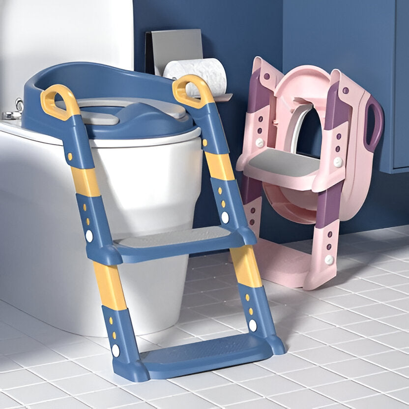 Kids’ Step Potty Trainer by Belro, a small plastic step stool with a sturdy design for potty training.
