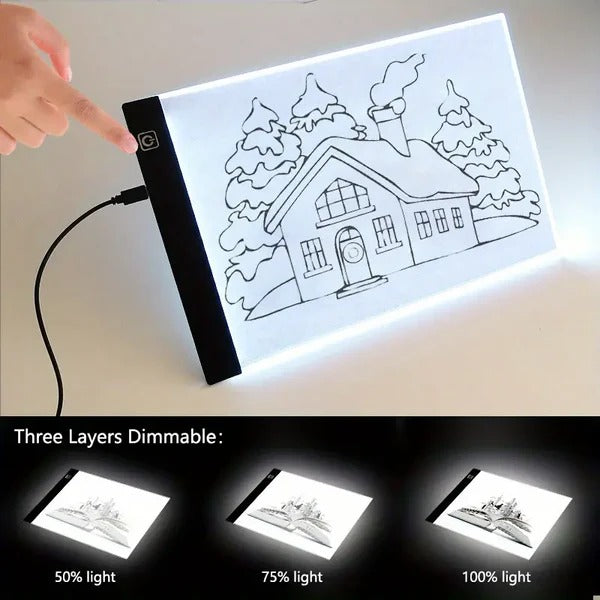 Belro A4 LED Tracing Light Box for men’s clothing design, illuminated surface ideal for sketching and tracing garments.