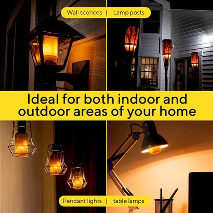 Belro LED Flame Bulb emitting a warm, flickering light, designed for home and garden candle decor.