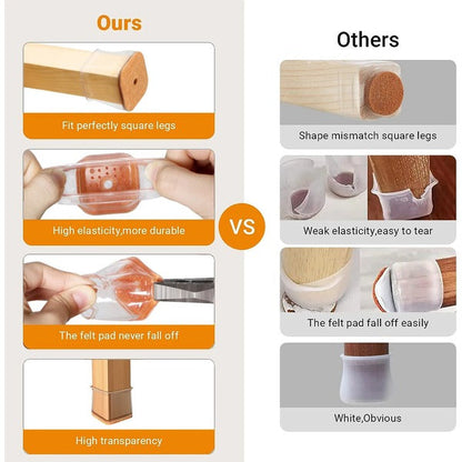 Belro square chair leg floor protectors for furniture, preventing scratches and scuffs on hardwood and tile floors.