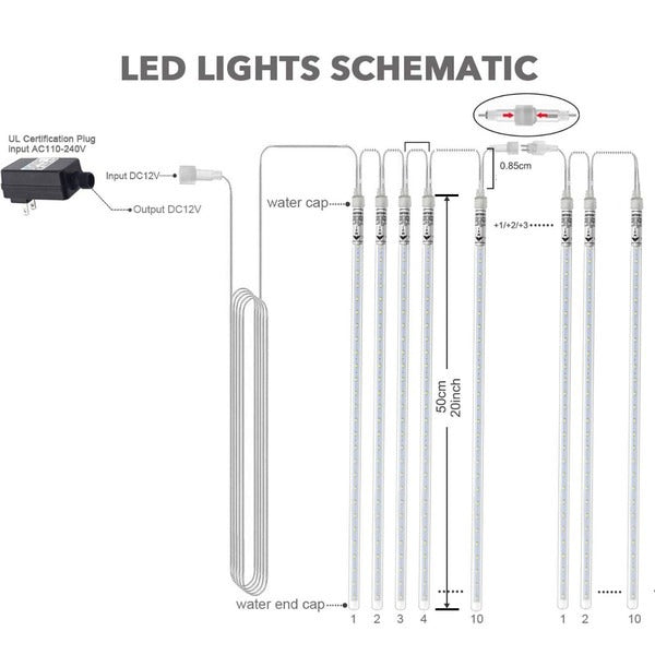 Belro LED Dripping Icicle Lights hanging outdoors, illuminating a garden with bright, shimmering icicle-shaped LED lights for outdoor decor