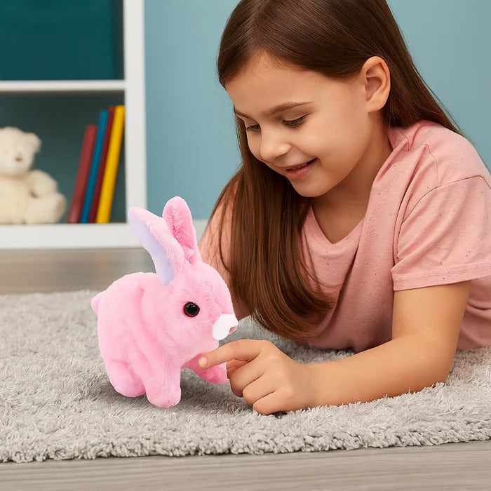Belro interactive plush bunny toy designed for children, featuring soft fabric and detailed bunny features.