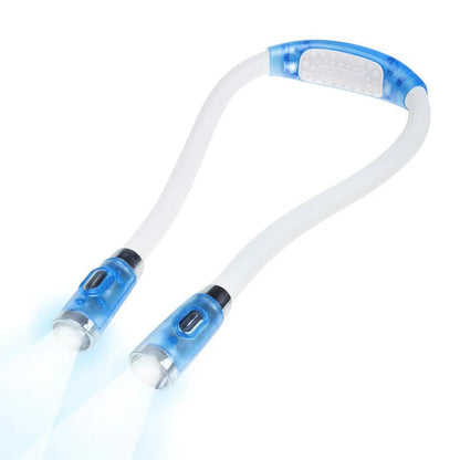 Belro hands-free reading light clipped onto a book, ideal for office and stationery use, with adjustable brightness.