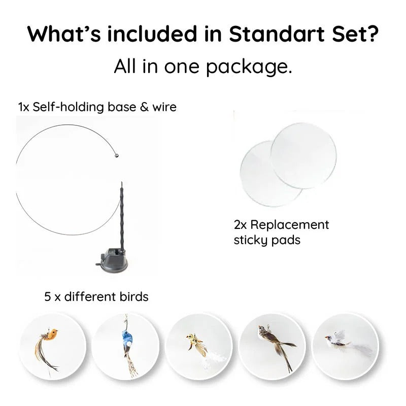 Belro bird simulation toy set for cats featuring colorful, realistic bird toys designed to engage feline play and hunting instincts.