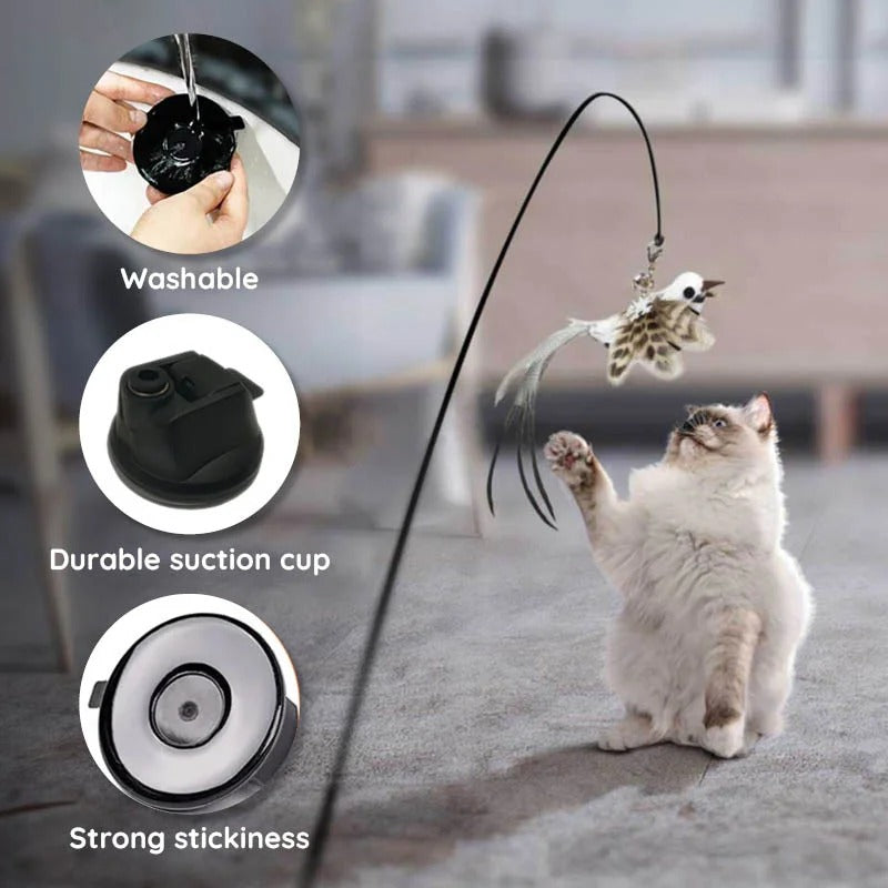 Belro bird simulation toy set for cats featuring colorful bird-shaped toys and feathers, perfect for feline play and enrichment.