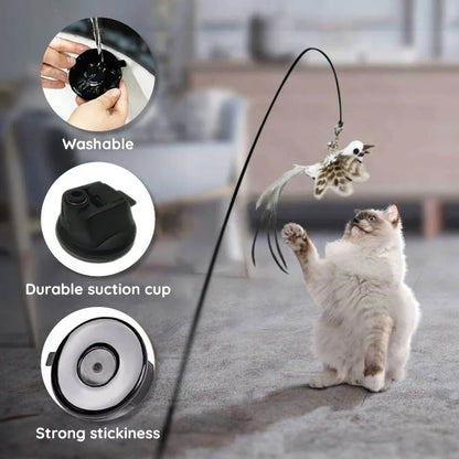 Belro bird simulation toy set for cats featuring colorful bird-shaped toys and feathers, perfect for feline play and enrichment.