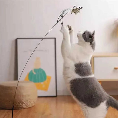 Belro bird simulation cat toy set with colorful feathers and plush bird figures, designed to entertain cats and stimulate hunting instincts.