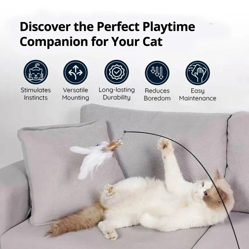 Belro bird simulation toy set for cats featuring colorful feather and plush bird figures for engaging feline play.