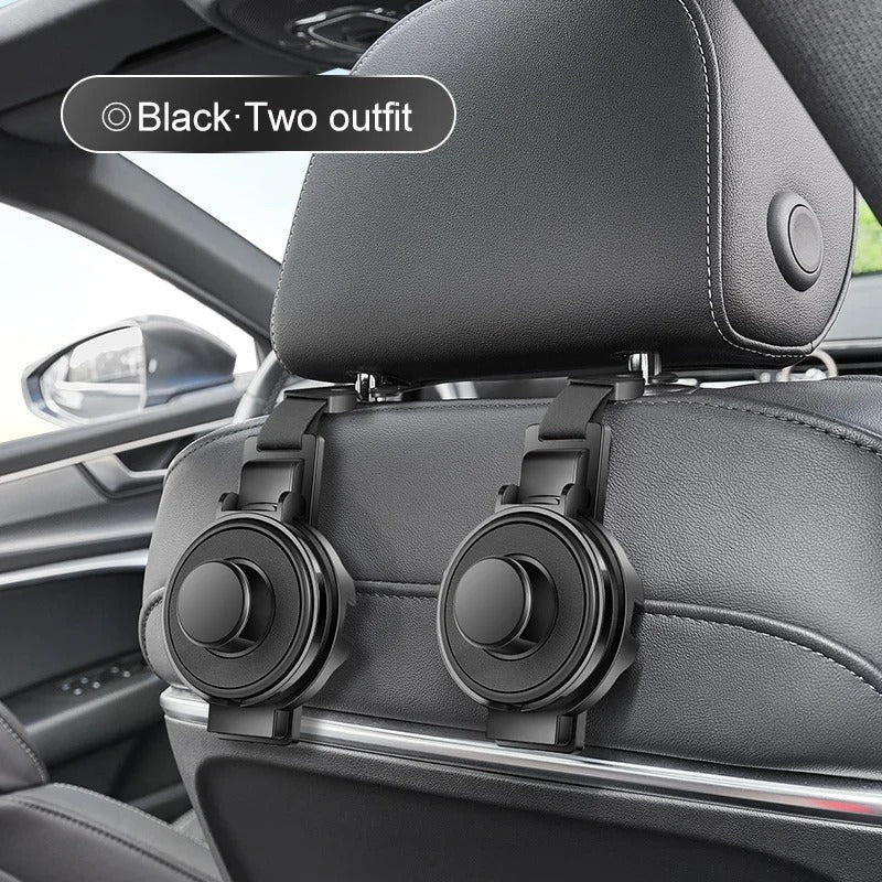 Belro car seat headrest hook for organizing bags and accessories, mounted on a vehicle headrest for convenient storage.
