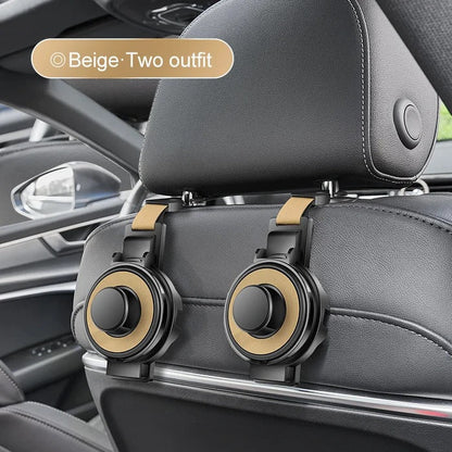Belro car seat headrest hook for hanging bags and accessories, mounted on a car headrest for organized travel.