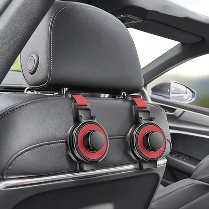 Belro car seat headrest hook for organizing bags and accessories, mounted on a car seat headrest for convenient storage.