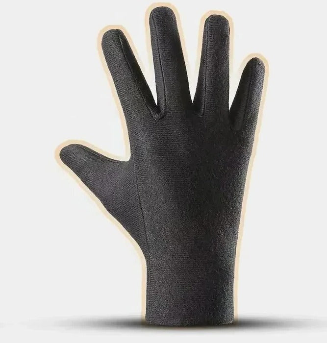 Belro heated motorcycle gloves with touchscreen fingertips, black leather and thermal lining for cold weather riding.