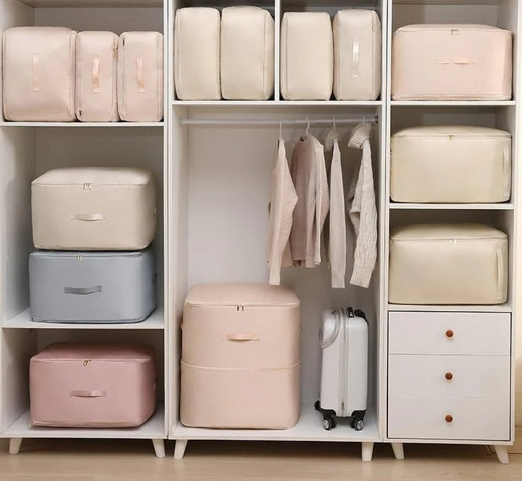Belro compression organizer bag for travel, showing multiple compartments and durable fabric for efficient packing and storage.