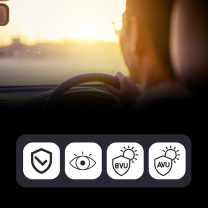 Belro dual-use car visor extender attached to a vehicle sun visor, providing additional shade and glare reduction for sunglasses.