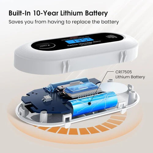 Belro Smart Carbon Monoxide Detector mounted outdoors, compact device with digital display and safety alert features.