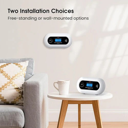 Belro Smart Carbon Monoxide Detector mounted outdoors, compact device with digital display and sensor for safety monitoring.