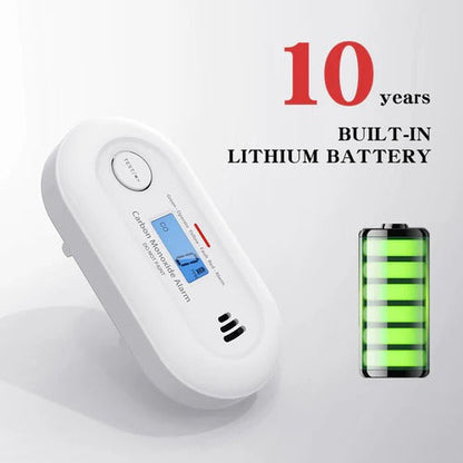 Belro smart carbon monoxide detector mounted outdoors for home safety, featuring digital display and sensor indicators.