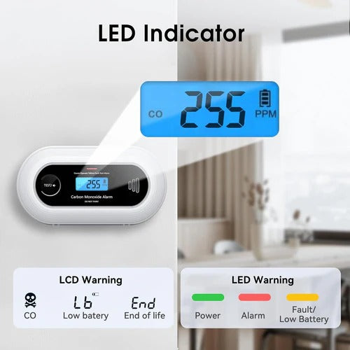 Belro Smart Carbon Monoxide Detector mounted outdoors, with digital display and sleek design for home safety monitoring.
