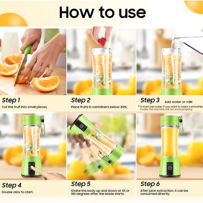 Belro mini electric portable juicer blender on a kitchen countertop, showing compact design and blending cup with fresh juice.