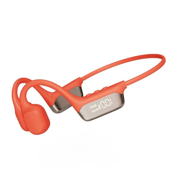 Belro waterproof bone conduction headphones showing sleek design with open ear channels for safe listening during activities