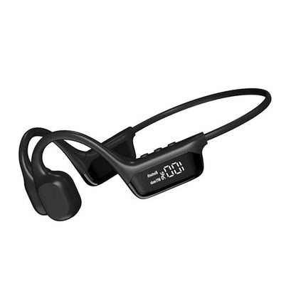 Belro waterproof bone conduction headphones with open-ear design, visible headband and ear pieces, suitable for active listening and outdoor use.