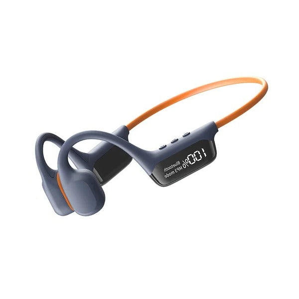 Belro waterproof bone conduction headphones displayed with open-ear design and adjustable headband for active listening.