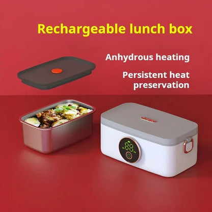 Belro wireless heated lunch box inside a sleek bag, designed for portable food heating and carrying on the go.