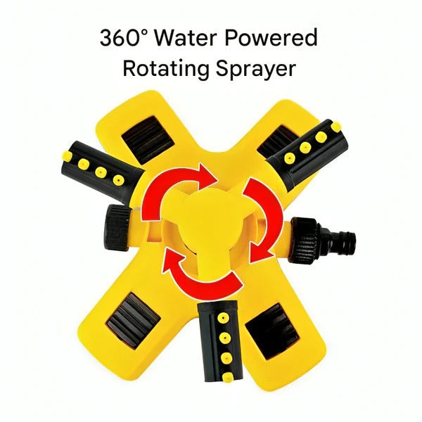 Belro 360 rotating lawn sprinkler watering grass in a garden, adjustable outdoor garden sprinkler for even irrigation