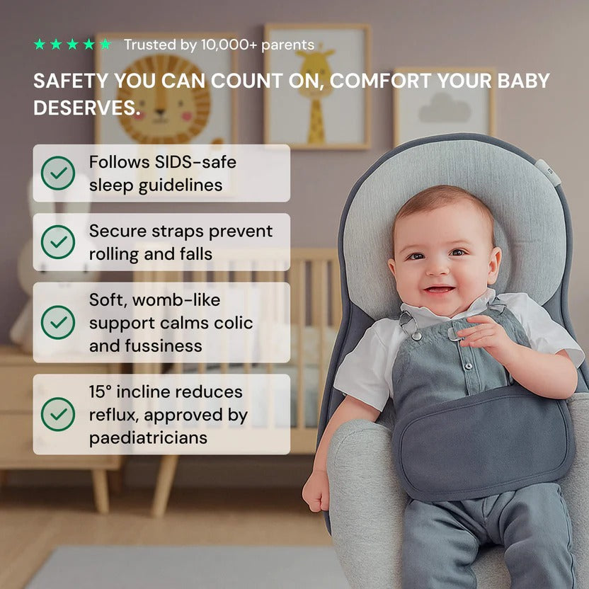 Belro inclined reflux pillow bed for infants with soft fabric and ergonomic design, ideal for comfortable infant reflux support.