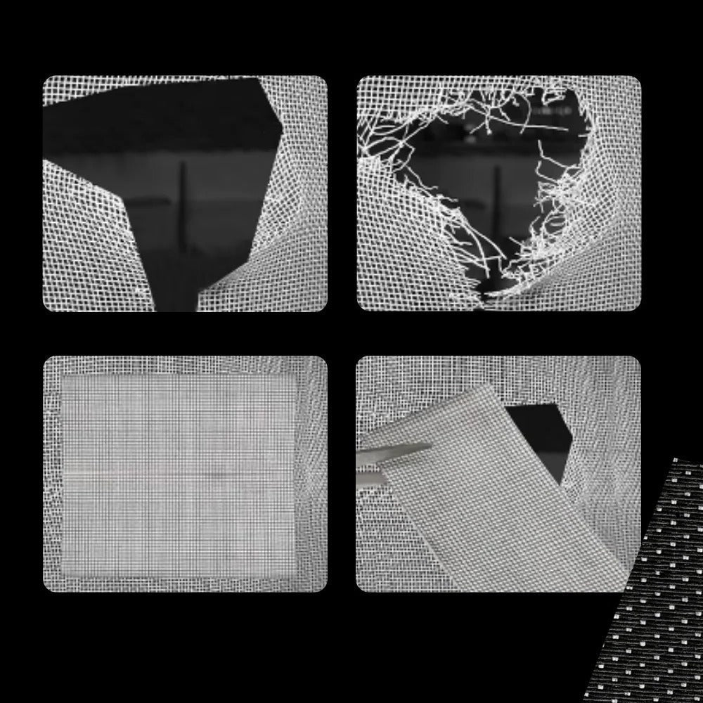 Belro strong adhesive screen repair tape applied to a men's clothing item, showing durable, clear repair material on fabric.